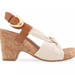 Aerosoles Women's Cream Knotted Leather Miki Sandals NWT